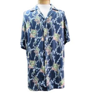 KOKO KNOT Men's Hawaiian Shirt Size XXL blue floral birds floral short sleeve